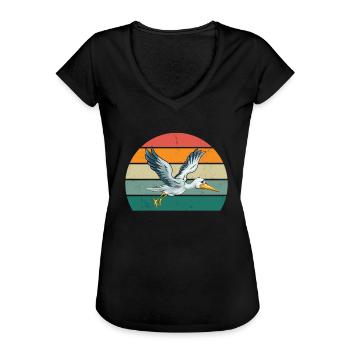 Störche Störchin Baby Kinder Kind Schnabel Storch - Frauen Vintage T-Shirt - Schwarz - Vorne - Danielle (179cm)