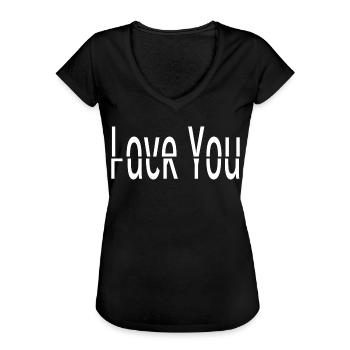 Love You - Fuck You - Frauen Vintage T-Shirt - Schwarz - Vorne - Danielle (179cm)