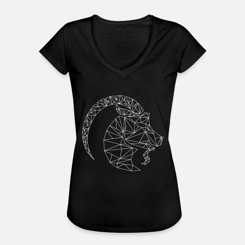 Geometric Capricorn Steinbock - Women's Vintage T-Shirt - black