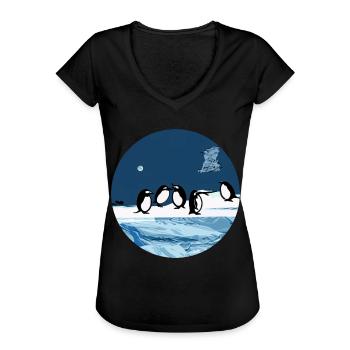Charming Penguin Adventure - Découvrez le froid - T-shirt vintage Femme - noir - Devant - Danielle (179cm)