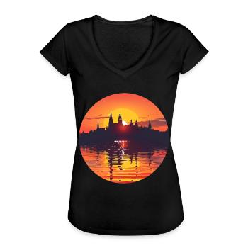 Wurzburg Skyline - Women's Vintage T-Shirt - black - Front - Danielle (179cm)