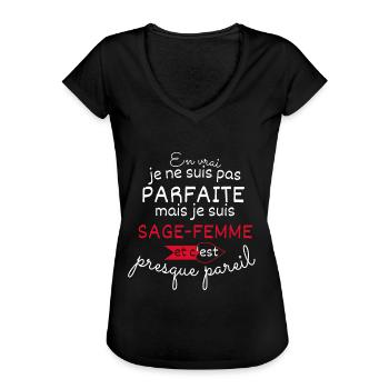 Pas parfaite mais Sage femme - T-shirt vintage Femme - noir - Devant