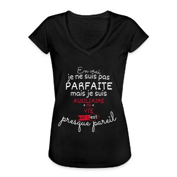 Pas parfaite mais Auxiliaire de vie - T-shirt vintage Femme - noir - Devant
