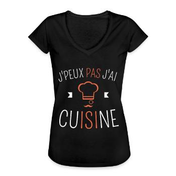 J Peux Pas J Ai Cuisine - T-shirt vintage Femme - noir - Devant