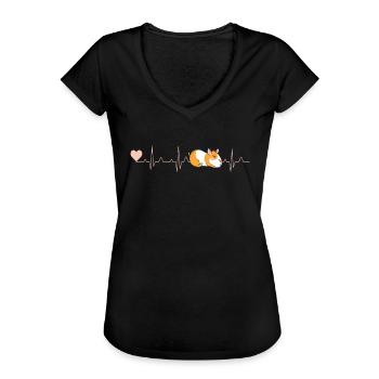 Ein Herz Für Nager Meerschweinchen Herzschlag - Frauen Vintage T-Shirt - Schwarz - Vorne - Danielle (179cm)