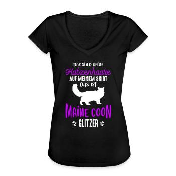Das Ist Maine Coon Glitzer - Frauen Vintage T-Shirt - Schwarz - Vorne - Danielle (179cm)