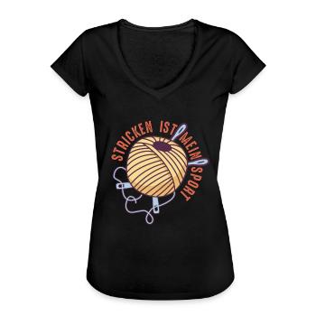 Stricken Häkeln und kreative Handarbeiten - Frauen Vintage T-Shirt - Schwarz - Vorne - Danielle (179cm)
