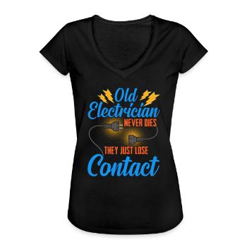 Electrician Electrical Engineer Gift Electronics Technician - Women's Vintage T-Shirt - black - Front - Danielle (179cm)