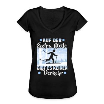 Langläufer Extra Meile Biathlon Skilangläufer - Frauen Vintage T-Shirt - Schwarz - Vorne - Danielle (179cm)