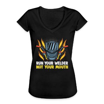 Welder slogan design for metal workers - Women's Vintage T-Shirt - black - Front - Danielle (179cm)