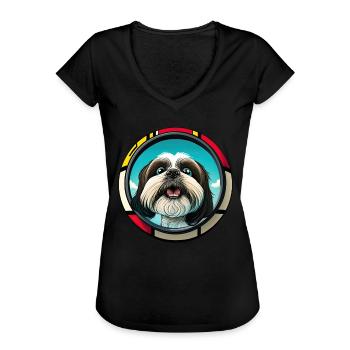 Dog Saying Shih Tzu Cartoon pour les amoureux des chiens - T-shirt vintage Femme - noir - Devant - Danielle (179cm)