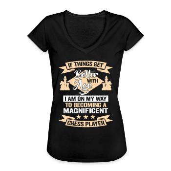 Schachspieler Geburtstag Schachverein Party - Frauen Vintage T-Shirt - Schwarz - Vorne
