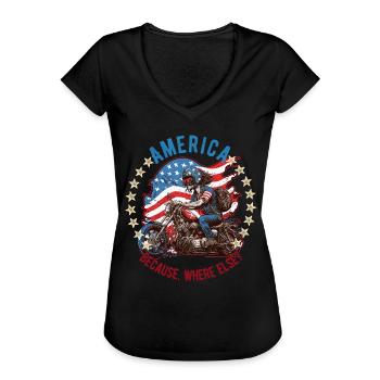 American Patriotic USA Design - T-shirt vintage Femme - noir - Devant