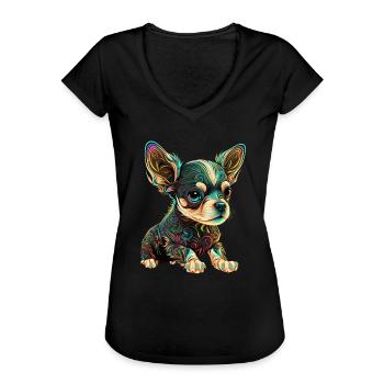 Dog Cartoon Chihuahua Design pour les amoureux des chiens - T-shirt vintage Femme - noir - Devant - Danielle (179cm)