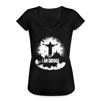 Christian Quotes Designs I Am Enough - Women's Vintage T-Shirt - black - Front - Danielle (179cm)