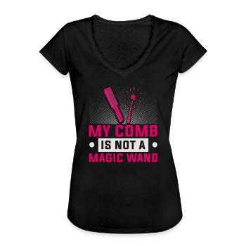 coiffeur, , coiffeur, salon de coiffure - T-shirt vintage Femme - noir - Devant - Danielle (179cm)