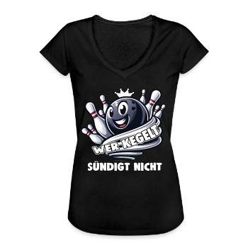 Qui quilles ne pèche pas aux quilles bowling bowling club design - T-shirt vintage Femme - noir - Devant - Danielle (179cm)