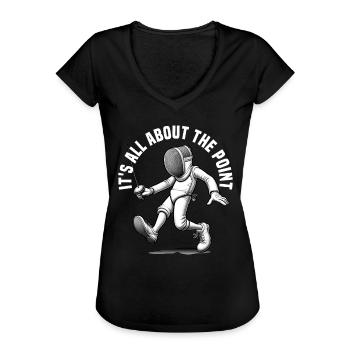 Fencer Sport Design Mask On Game On Combat Fencing - Women's Vintage T-Shirt - black - Front - Danielle (179cm)