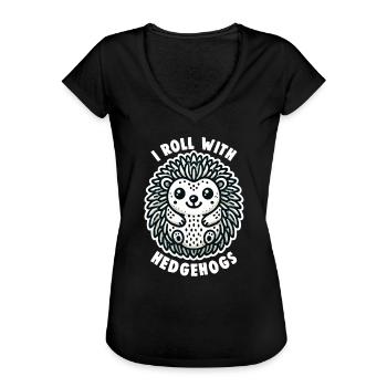 Süßer Igel Liebhaber Lustiger Igel Niedlicher Igel - Frauen Vintage T-Shirt - Schwarz - Vorne - Danielle (179cm)