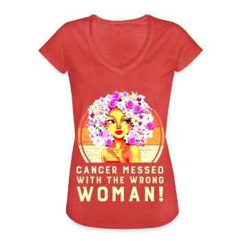 Femme vaincre le cancer maladie - T-shirt vintage Femme - rouge chiné - Devant - Danielle (179cm)
