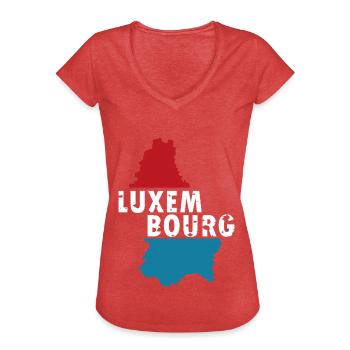 Luxembourg - T-shirt vintage Femme - rouge chiné - Devant - Danielle (179cm)