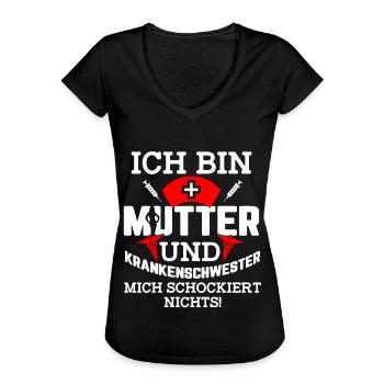 Krankenschwester Mutter lustiger Spruch Geschenk - Frauen Vintage T-Shirt - Schwarz - Vorne - Danielle (179cm)