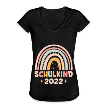 Schulkind 2022 Bunter Regenbogen - Frauen Vintage T-Shirt - Schwarz - Vorne - Danielle (179cm)