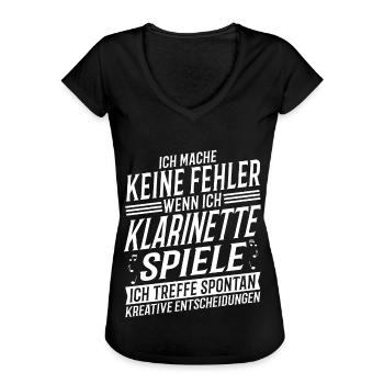 Klarinettenspieler Musikinstrument Klarinette - Frauen Vintage T-Shirt - Schwarz - Vorne - Danielle (179cm)