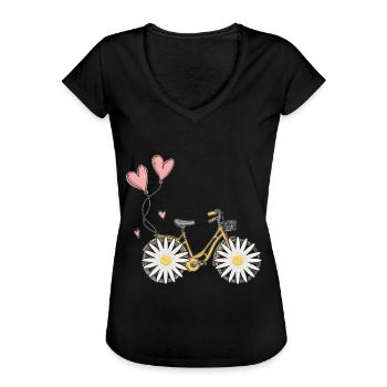 Daisy Bike Frauen Blume Fahrrad Garten - Frauen Vintage T-Shirt - Schwarz - Vorne