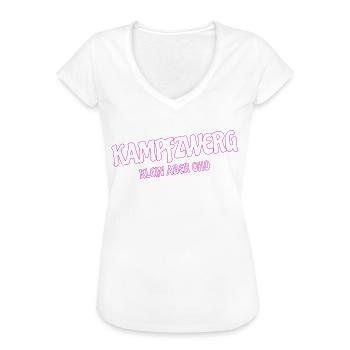 Kampfzwerg, Klein Aber Oho, Sprüche Zwerg - Frauen Vintage T-Shirt - Schwarz - Vorne - Danielle (179cm)