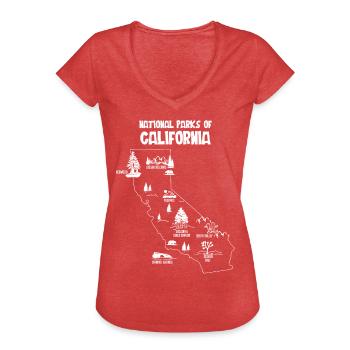Parcs nationaux de Californie, Glacier, Yosemite, - T-shirt vintage Femme - rouge chiné - Devant - Danielle (179cm)