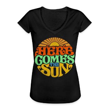 Here comes the sun, retro 70s - Women's Vintage T-Shirt - black - Front