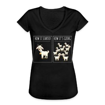 Ziegenhirt, Ziegen, Ziege - Frauen Vintage T-Shirt - Schwarz - Vorne