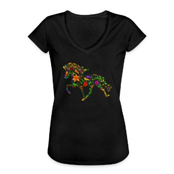 Isi Blume farbig - Frauen Vintage T-Shirt - Schwarz - Vorne - Danielle (179cm)
