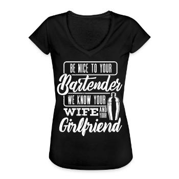 Barkeeper, Barkeeper Lustiges Zitat - Frauen Vintage T-Shirt - Schwarz - Vorne - Danielle (179cm)