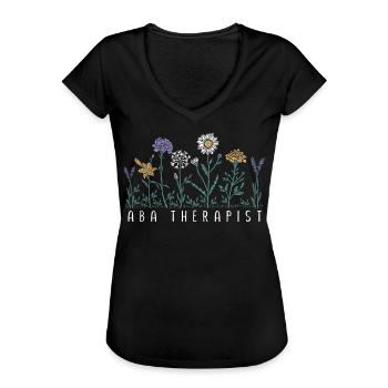 Thérapeute floral - T-shirt vintage Femme - noir - Devant - Danielle (179cm)