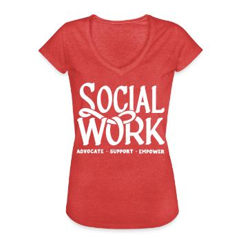 Sozialarbeiter - Frauen Vintage T-Shirt - Rot meliert - Vorne - Danielle (179cm)