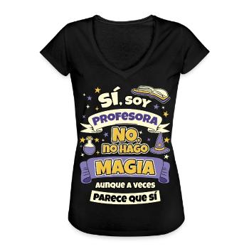 Je suis enseignant, je ne fais pas de magie - T-shirt vintage Femme - noir - Devant - Danielle (179cm)