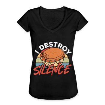 Bongo Musik Geschenk - Frauen Vintage T-Shirt - Schwarz - Vorne - Danielle (179cm)