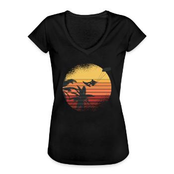 Kitesurfing Kiteboarder Kiter Kitesurfer - Women's Vintage T-Shirt - black - Front - Danielle (179cm)