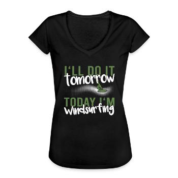 Windsurfen - Frauen Vintage T-Shirt - Schwarz - Vorne