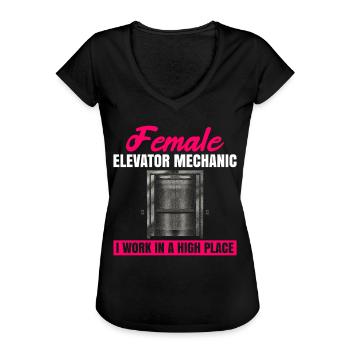 Weibliches Aufzugsmechaniker-design Für Einen - Women's Vintage T-Shirt - black - Front - Danielle (179cm)