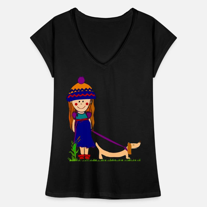 Maedchen mit Hund Frauen Vintage T-Shirt