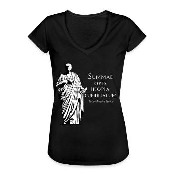Latein - Summae Opes Inopia Cupiditatum - Frauen Vintage T-Shirt - Schwarz - Vorne - Danielle (179cm)