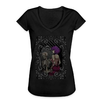Skelett Spiegelbild - innerlich tot - Gothic - Frauen Vintage T-Shirt - Schwarz - Vorne - Danielle (179cm)