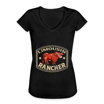 Limousin Rind - Limousin Rancher - Frauen Vintage T-Shirt - Schwarz - Vorne - Danielle (179cm)