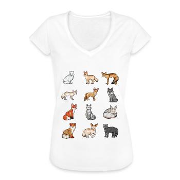 Viele Fuchsarten - Welt der Füchse - Frauen Vintage T-Shirt - Schwarz - Vorne - Danielle (179cm)