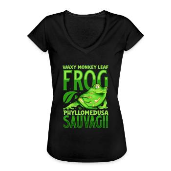 Green Maki Frog - Women's Vintage T-Shirt - black - Front - Danielle (179cm)
