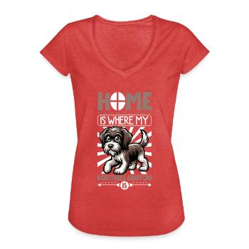 Zuhause - Griffon Korthals - Frauen Vintage T-Shirt - Rot meliert - Vorne - Danielle (179cm)
