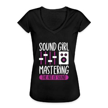 Sound Girl - Tontechnikerin - Frauen Vintage T-Shirt - Schwarz - Vorne - Danielle (179cm)